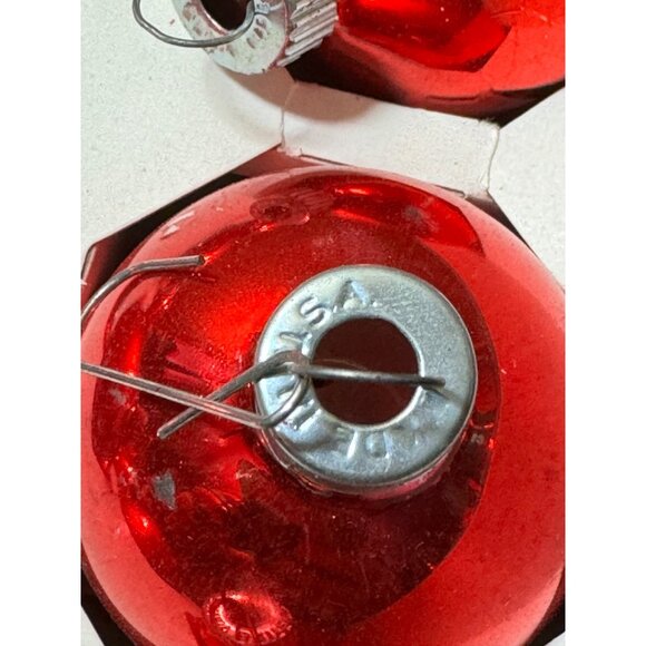 Vintage Shiny Brights Holly Red Glass Christmas Ornaments Set Of 12 - Picture 5 of 9